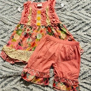 Pink floral ruffle short set! BRAND NEW! Super soft!